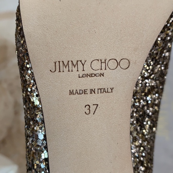 Jimmy Choo Luna Gold Glitter Pumps - Picture 12 of 13